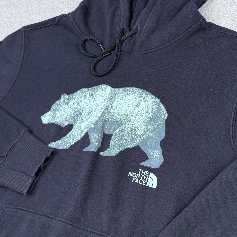 The North Face Hoodie BEAR Graphic Logo Navy Blue Sweatshirt Men's Size‎ M